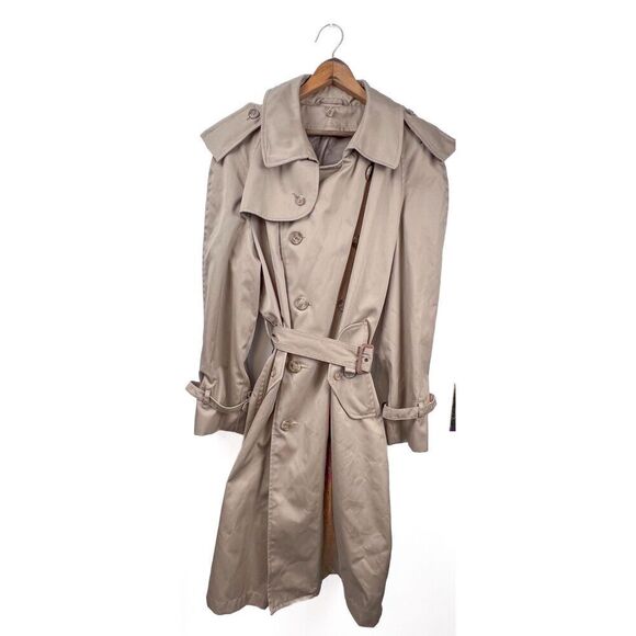 Vintage Hill and Archer Trenchcoat Tan long double breasted 44R - Picture 2 of 10